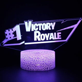 Fortnite Victory Royale 3D lampe med fjernbetjening - 16 lysfarver - dæmpbar